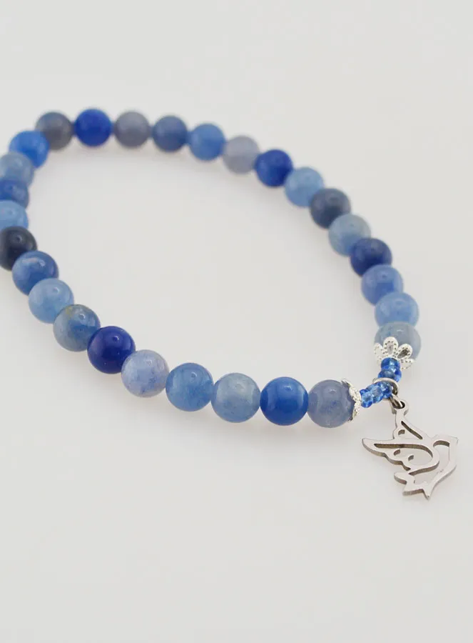 Confirmation Bracelet Blue Aventurine Stones and Holy Spirit (pic 3)