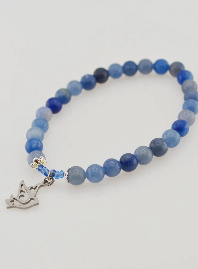 Confirmation Bracelet Blue Aventurine Stones and Holy Spirit (pic 4)