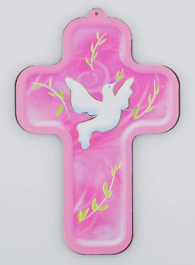 Confirmation Cross - Holy Spirit Dove - Pink (pic 1)