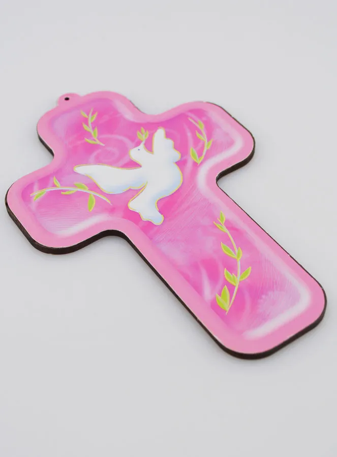 Confirmation Cross - Holy Spirit Dove - Pink (pic 3)