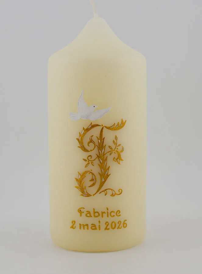 Confirmation Keepsake Candle Holy Spirit - Gold (pic 1)