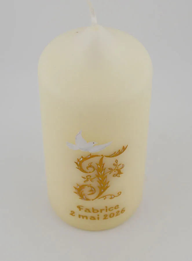 Confirmation Keepsake Candle Holy Spirit - Gold (pic 2)
