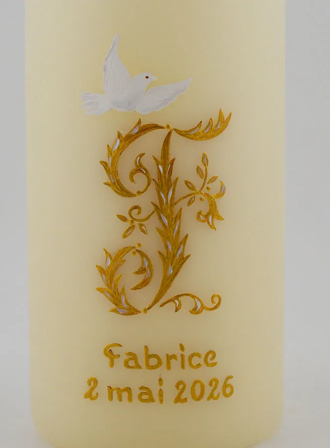 Confirmation Keepsake Candle Holy Spirit - Gold (pic 3)