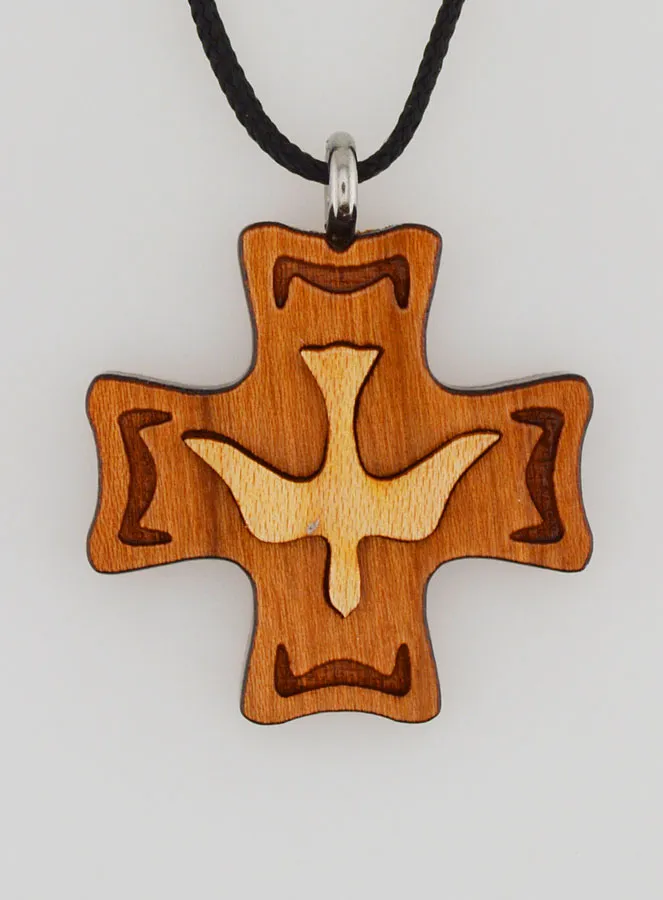Wooden Confirmation Cross Pendant - Holy Spirit (pic 1)