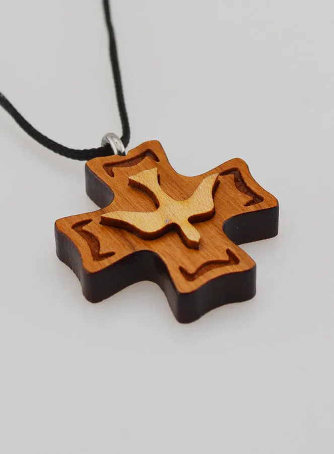 Wooden Confirmation Cross Pendant - Holy Spirit (pic 4)