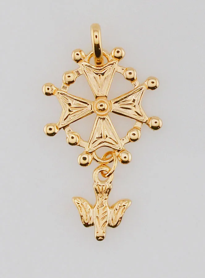 Confirmation Cross Pendant Holy Spirit - Gold Plated (pic 1)