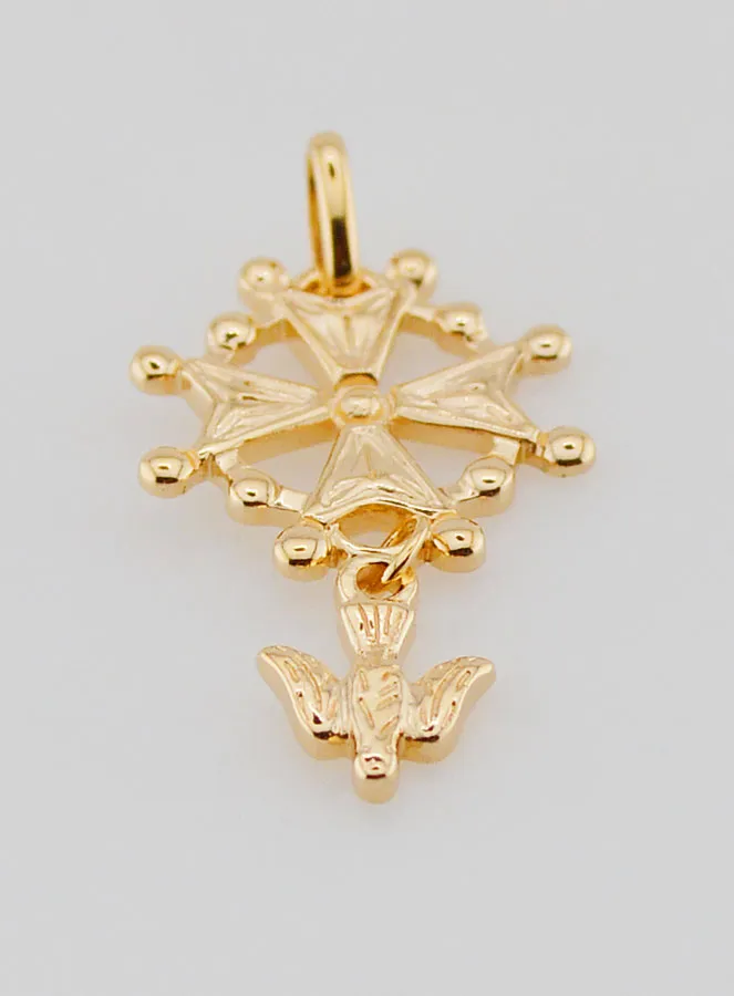 Confirmation Cross Pendant Holy Spirit - Gold Plated (pic 2)