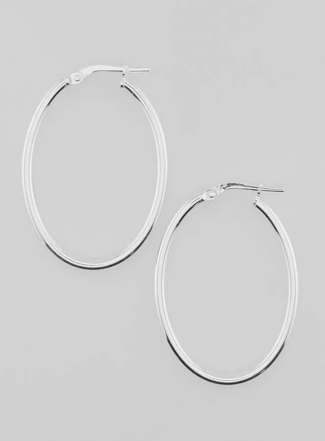 Oval Creole Earrings in 925 Sterling Silver - 36mm (pic 1)