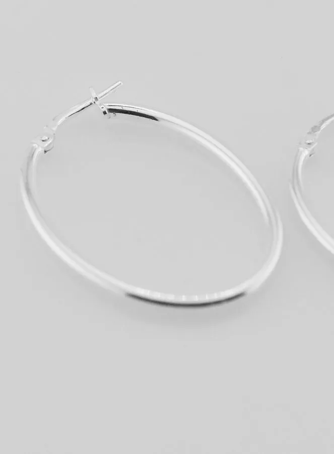 Oval Creole Earrings in 925 Sterling Silver - 36mm (pic 4)
