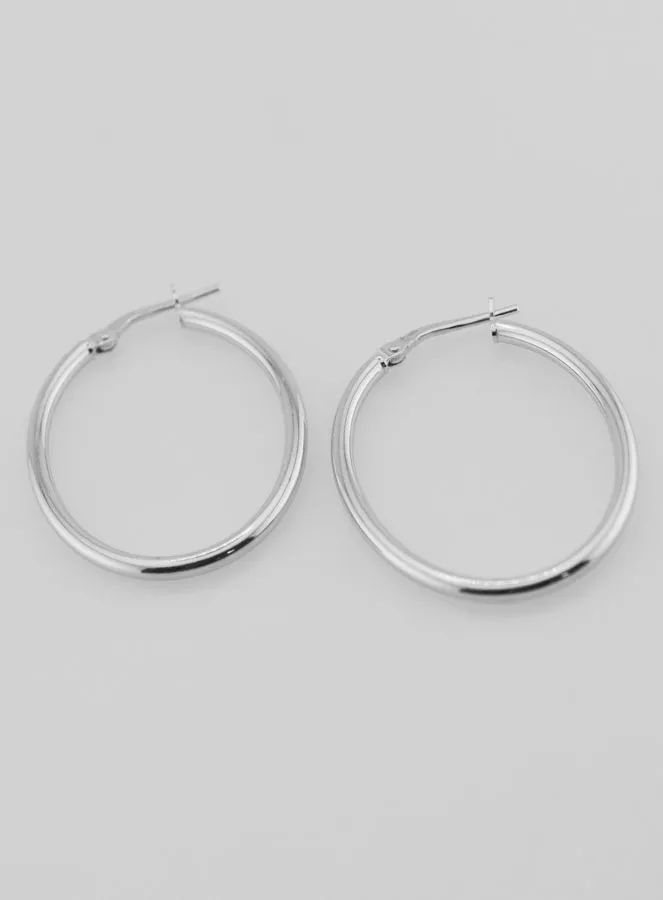 Oval Creole Earrings Rhodium-Plated 925 Silver - 36mm (pic 2)