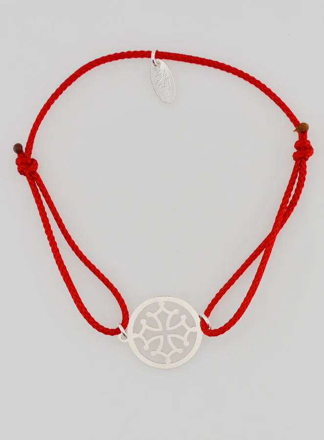 Silver and Cord Bracelet - Occitan Cross (pic 1)