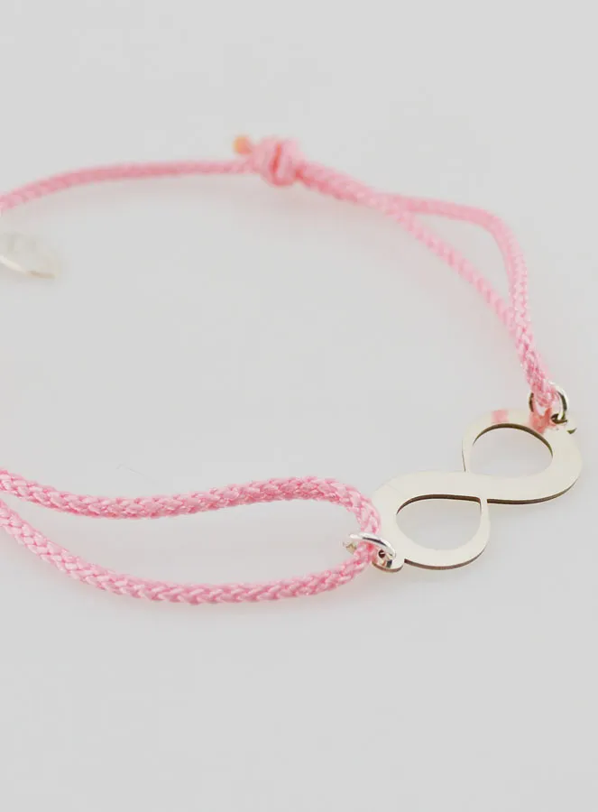 Silver and Pink Rope Bracelet - Infinity (pic 3)