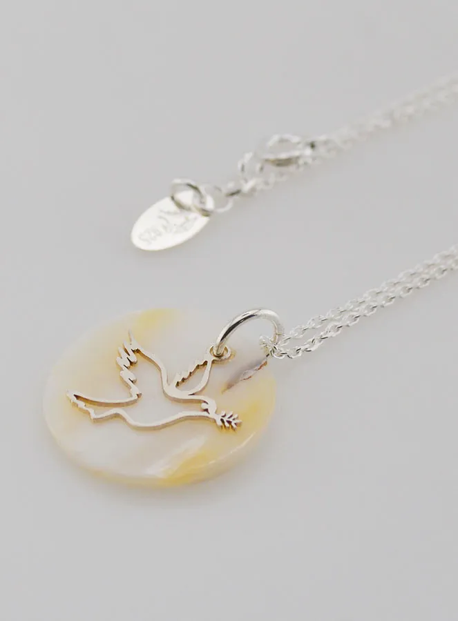 Religious Necklace Dove - Silver and Mother-of-Pearl (pic 1)