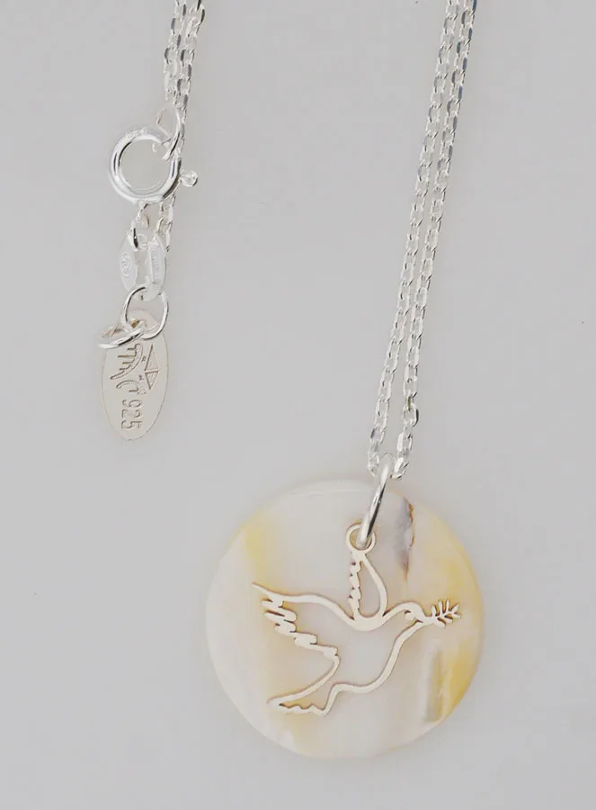 Religious Necklace Dove - Silver and Mother-of-Pearl (pic 4)