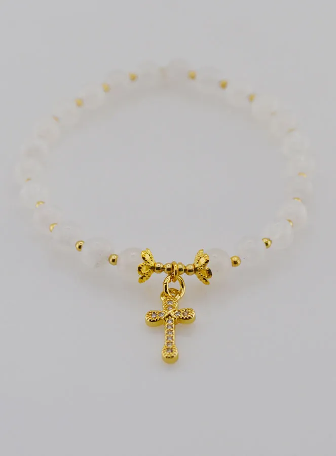 Moonstone Bracelet and Cross - 6mm (pic 2)