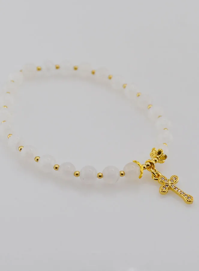 Moonstone Bracelet and Cross - 6mm (pic 3)