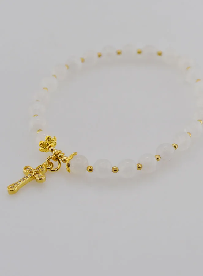 Moonstone Bracelet and Cross - 6mm (pic 4)