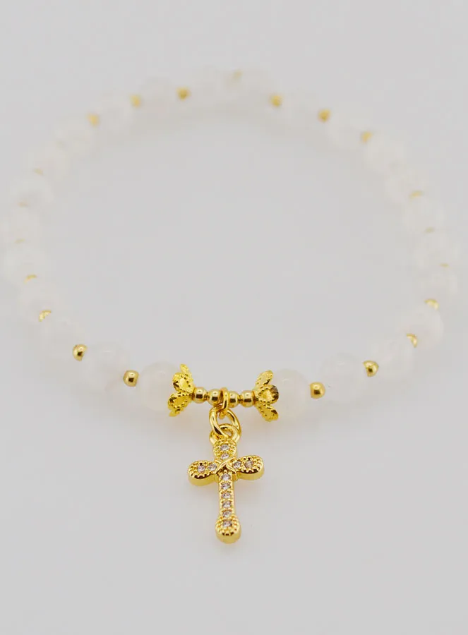 Bracelet with Cross - Moonstone 6mm (pic 2)