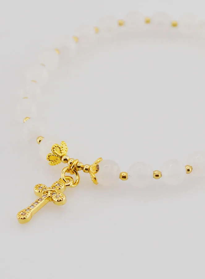 Bracelet with Cross - Moonstone 6mm (pic 3)