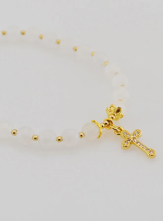 Bracelet with Cross - Moonstone 6mm (pic 4)