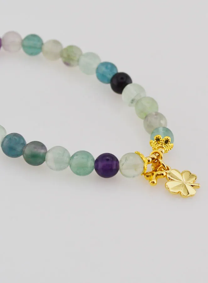Bracelet with Cross and Clover - Fluorite 6mm (pic 3)