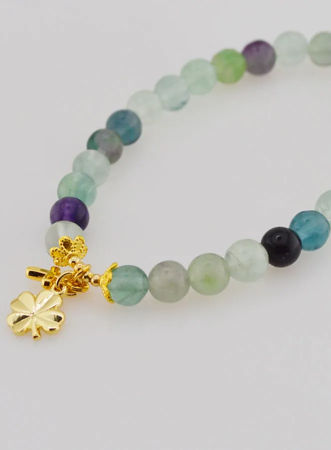 Bracelet with Cross and Clover - Fluorite 6mm (pic 4)