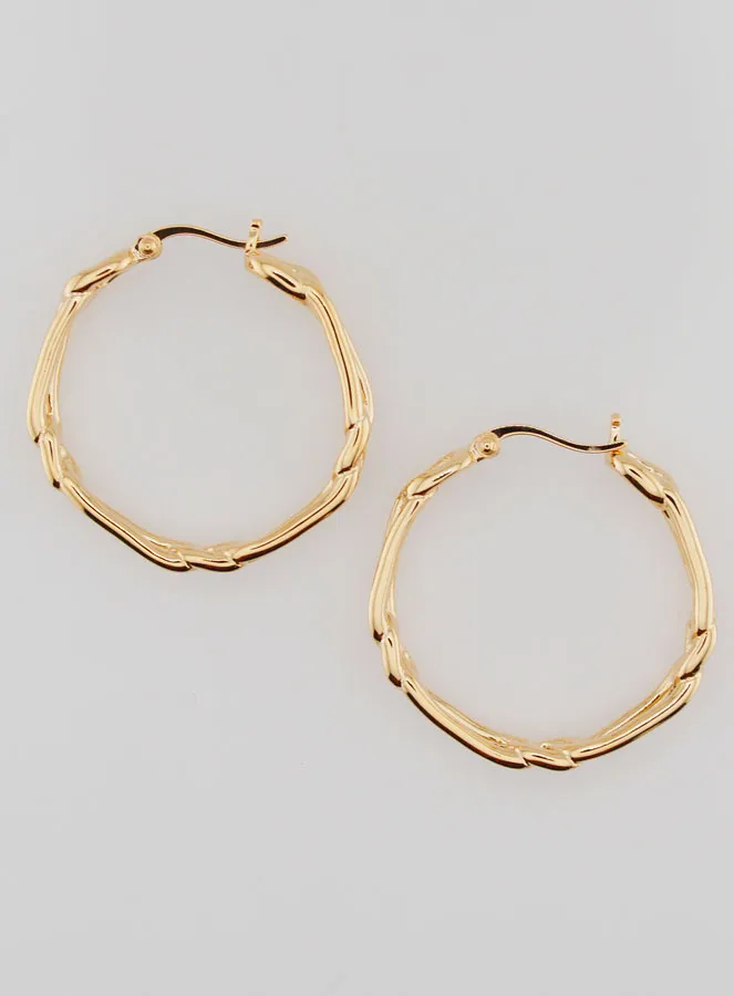 Figaro Creole Earrings Gold Plated - 30mm (pic 1)