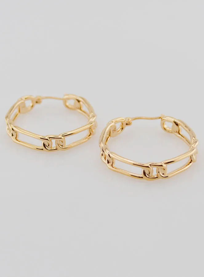 Figaro Creole Earrings Gold Plated - 30mm (pic 2)