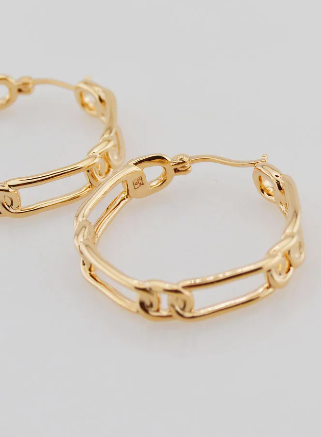 Figaro Creole Earrings Gold Plated - 30mm (pic 3)