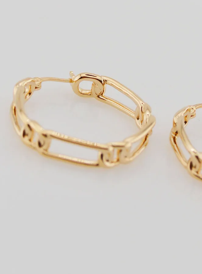 Figaro Creole Earrings Gold Plated - 30mm (pic 4)