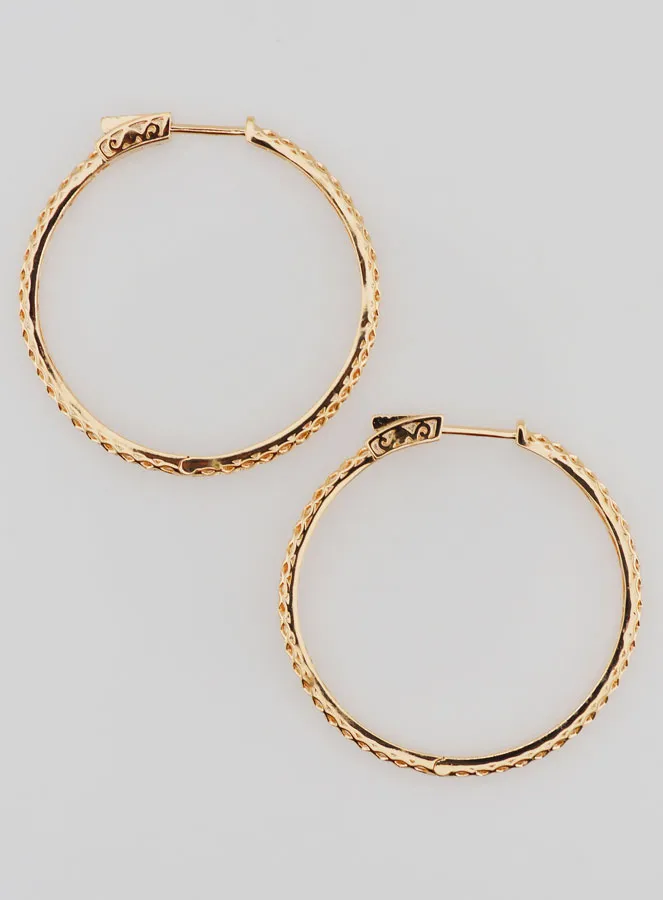 Openwork Creole Earrings 40mm - Gold Plated (pic 1)