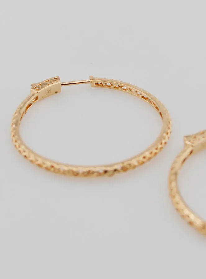 Openwork Creole Earrings 40mm - Gold Plated (pic 4)