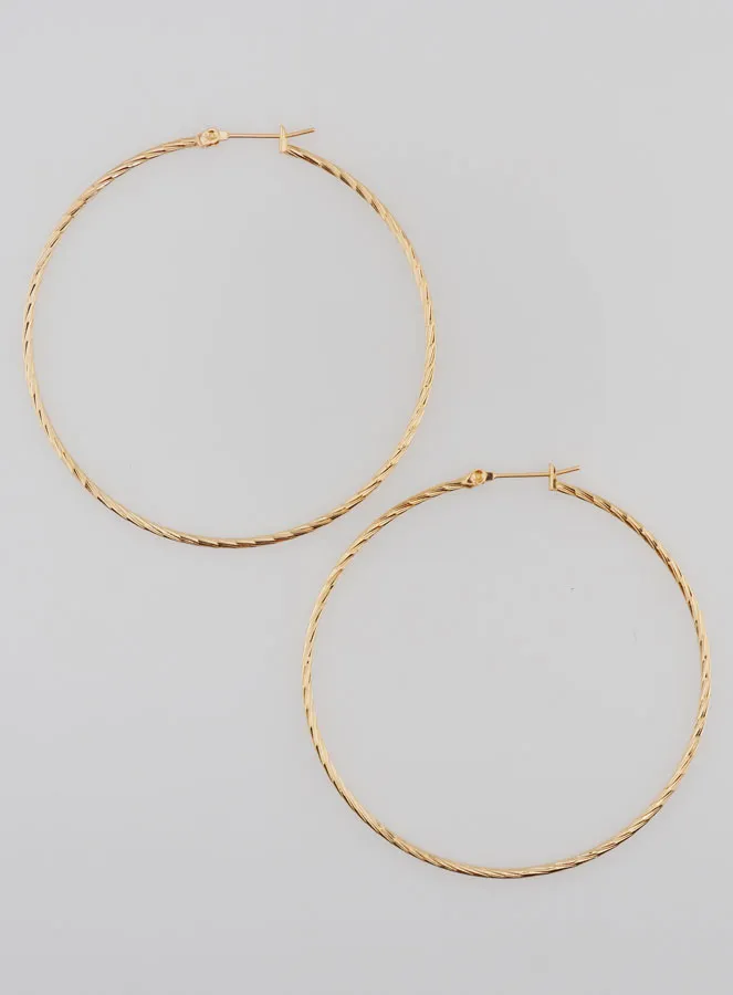 Twisted Creole Earrings Gold-Plated - 60mm (pic 1)