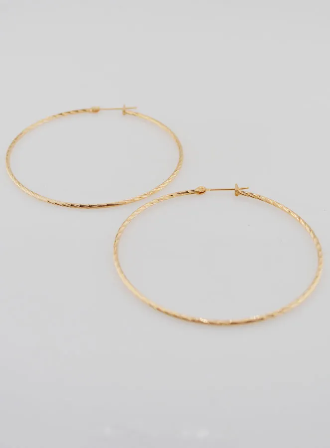 Twisted Creole Earrings Gold-Plated - 60mm (pic 2)