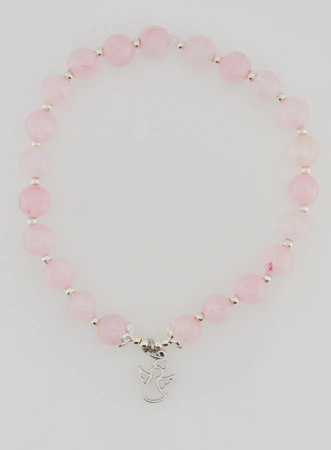 6mm Rose Quartz Bracelet and Guardian Angel (pic 1)