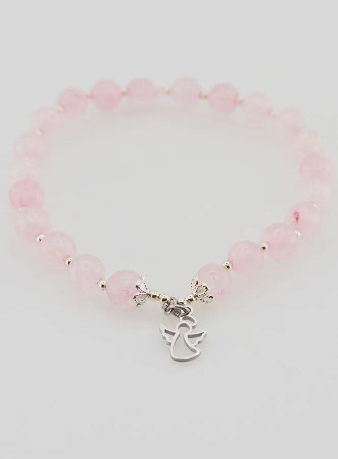 6mm Rose Quartz Bracelet and Guardian Angel (pic 2)