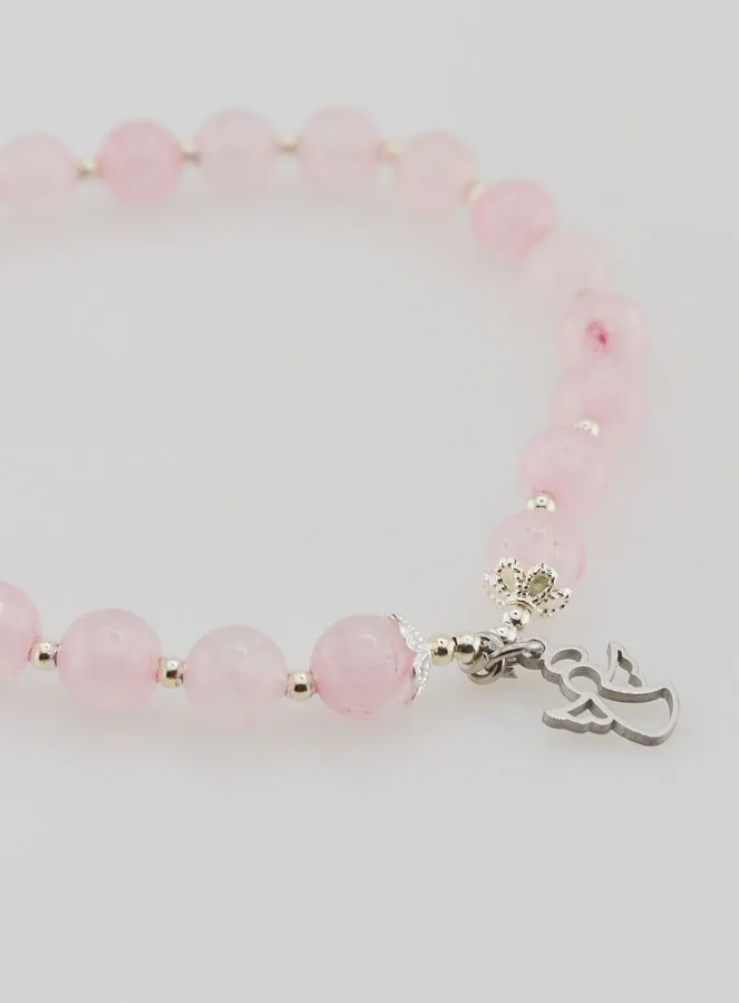 6mm Rose Quartz Bracelet and Guardian Angel (pic 3)