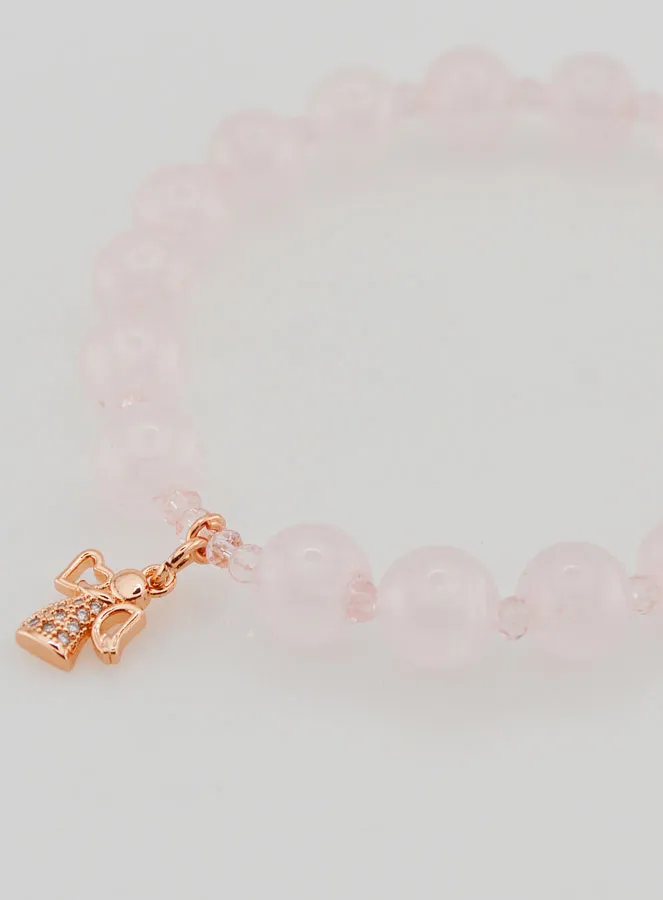 Bracelet Rose Quartz 8mm and Rhinestone Angel (pic 4)