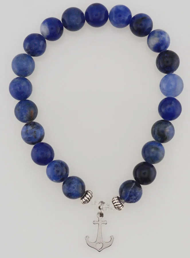 8mm Sodalite Bracelet and Anchor Pendant (pic 1)