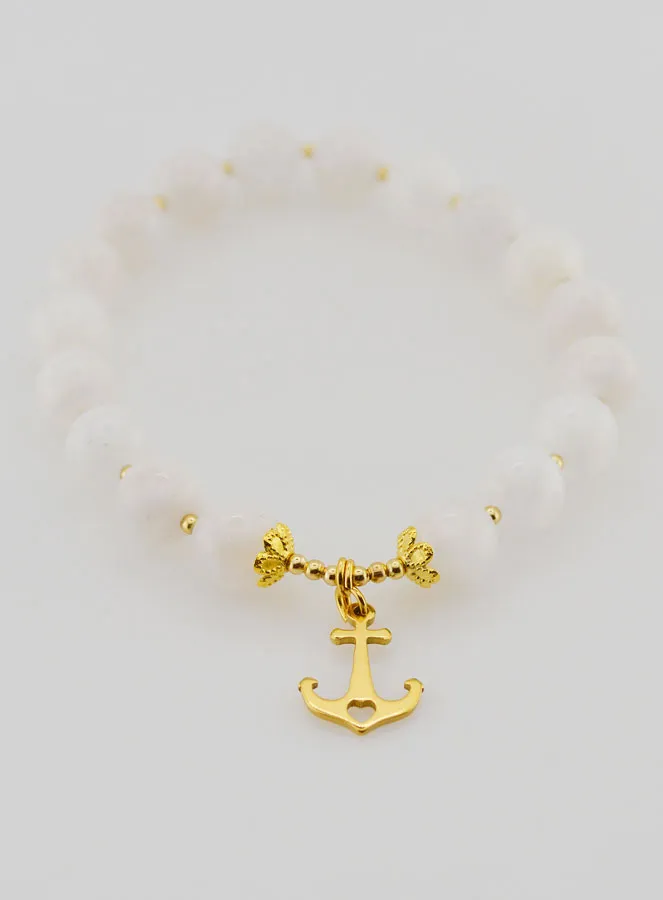 Moonstone Bracelet 8mm and Anchor Pendant (pic 2)