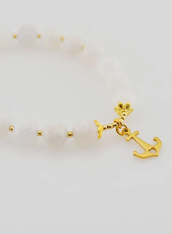Moonstone Bracelet 8mm and Anchor Pendant (pic 3)