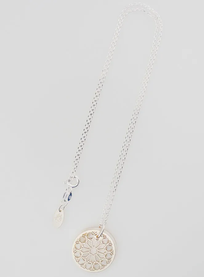 Religious Necklace in Stained Glass Style - Silver and Mother-of-Pearl (pic 3)