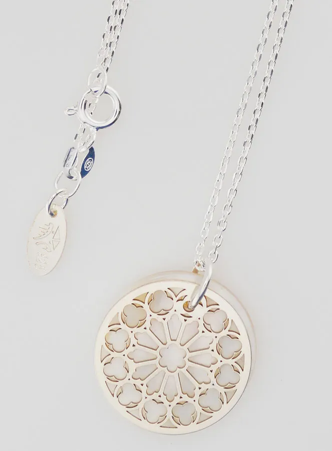 Religious Necklace in Stained Glass Style - Silver and Mother-of-Pearl (pic 4)