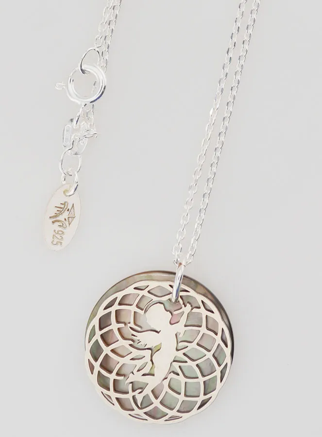 Religious Necklace Angel - Silver and Black Mother-of-Pearl (pic 4)