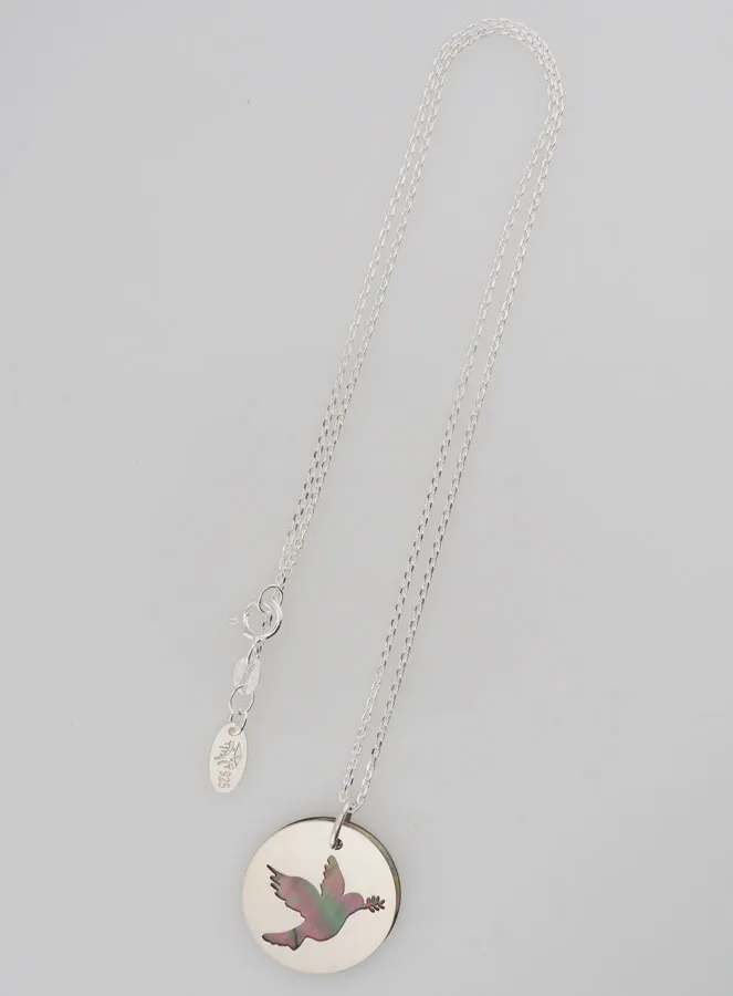 Religious Necklace Openwork Dove - Silver and Mother-of-Pearl (pic 2)