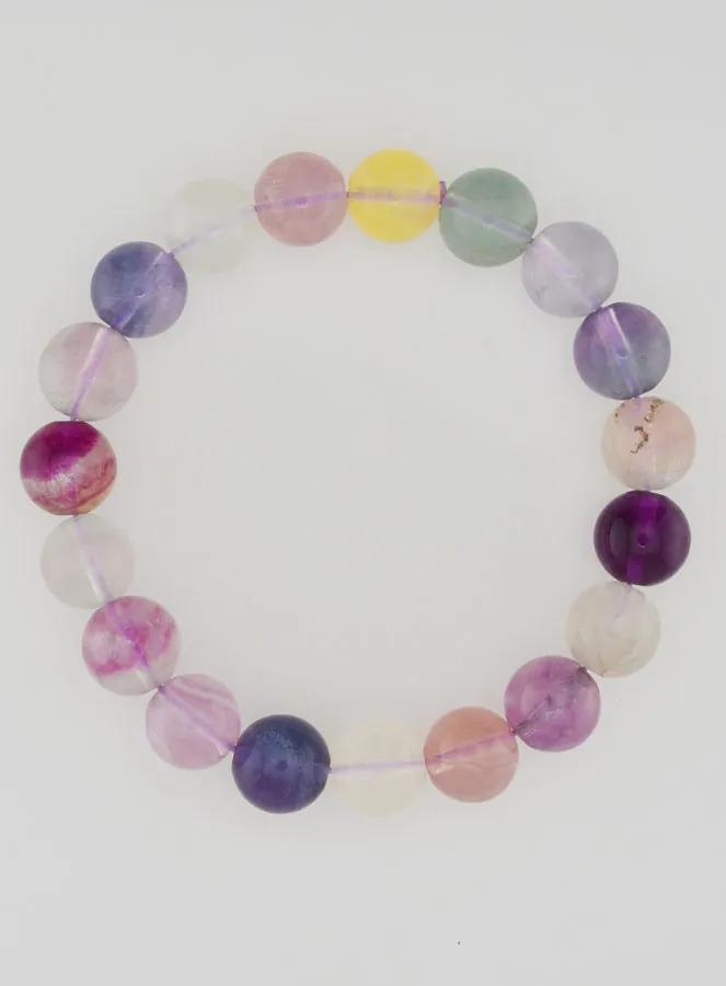 Gemstone Bracelet with Multicoloured Fluorite AA - 10mm (pic 1)