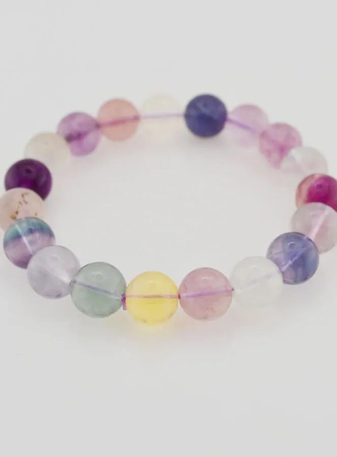 Gemstone Bracelet with Multicoloured Fluorite AA - 10mm (pic 2)