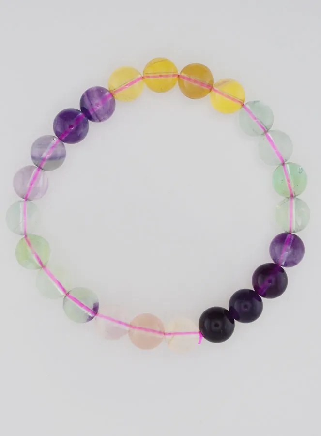 Multicoloured Fluorite Gemstone Bracelet AA - 8 mm (pic 1)