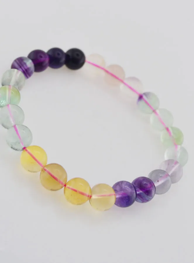 Multicoloured Fluorite Gemstone Bracelet AA - 8 mm (pic 3)