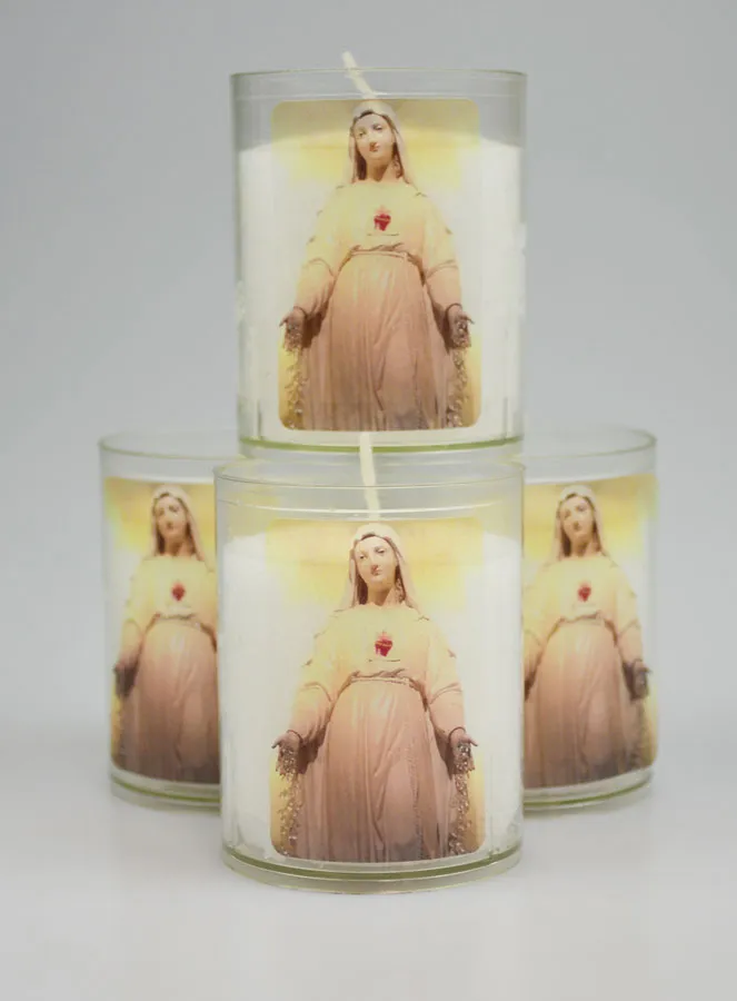 Set of 4 Votive Candles Our Lady of Pellevoisin (pic 1)
